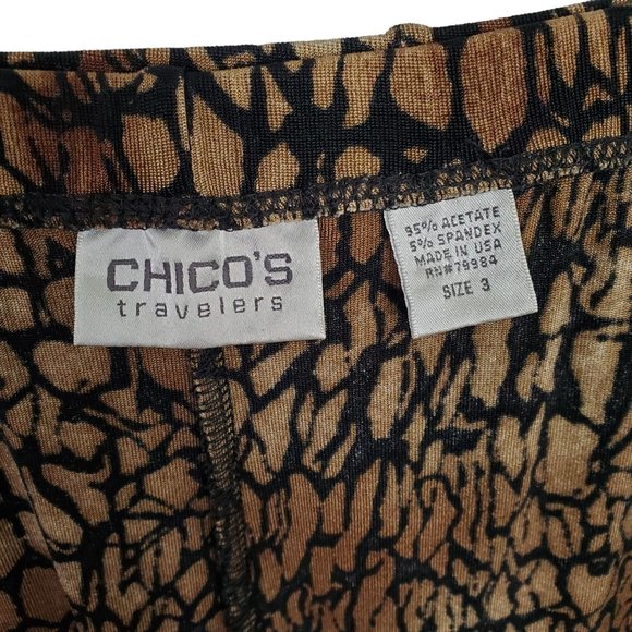 Chico's Travelers 3 Size XL Skirt Reptile Print Pull-On Midi Full A-line Slinky - Picture 5 of 5